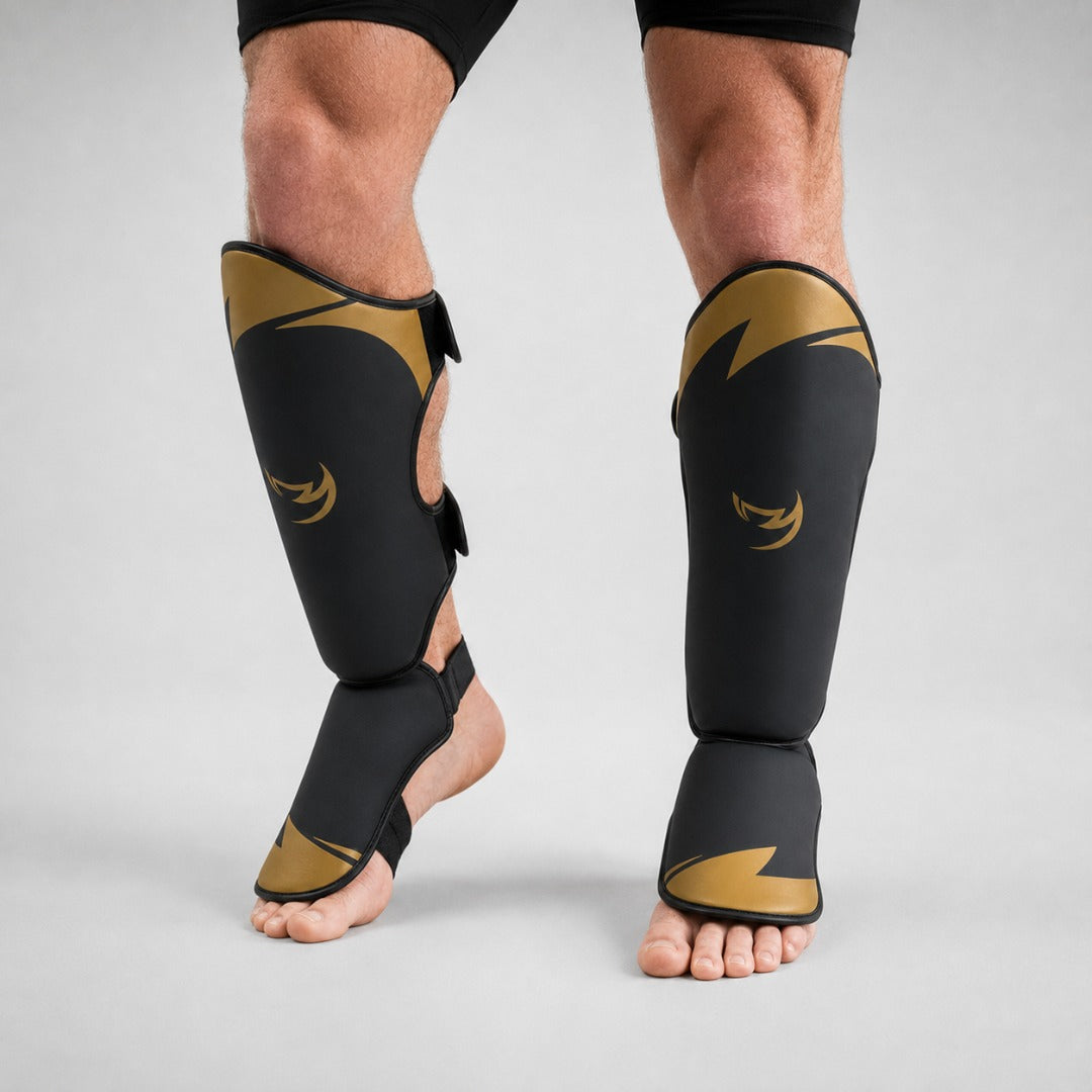Fumetsu Ghost S3 Thai Shin Guards Black/Gold Lifestyle 4