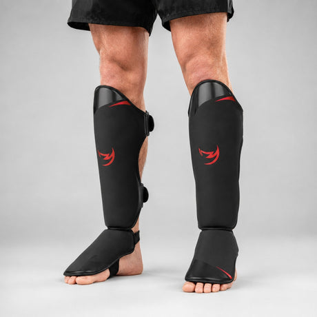 Fumetsu Ghost S3 Thai Shin Guards Black/Red Lifestyle 5