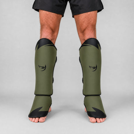 Fumetsu Ghost S3 Thai Shin Guards Khaki/Black Lifestyle 1