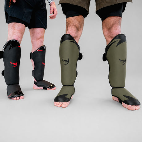 Fumetsu Ghost S3 Thai Shin Guards Khaki/Black Lifestyle 3