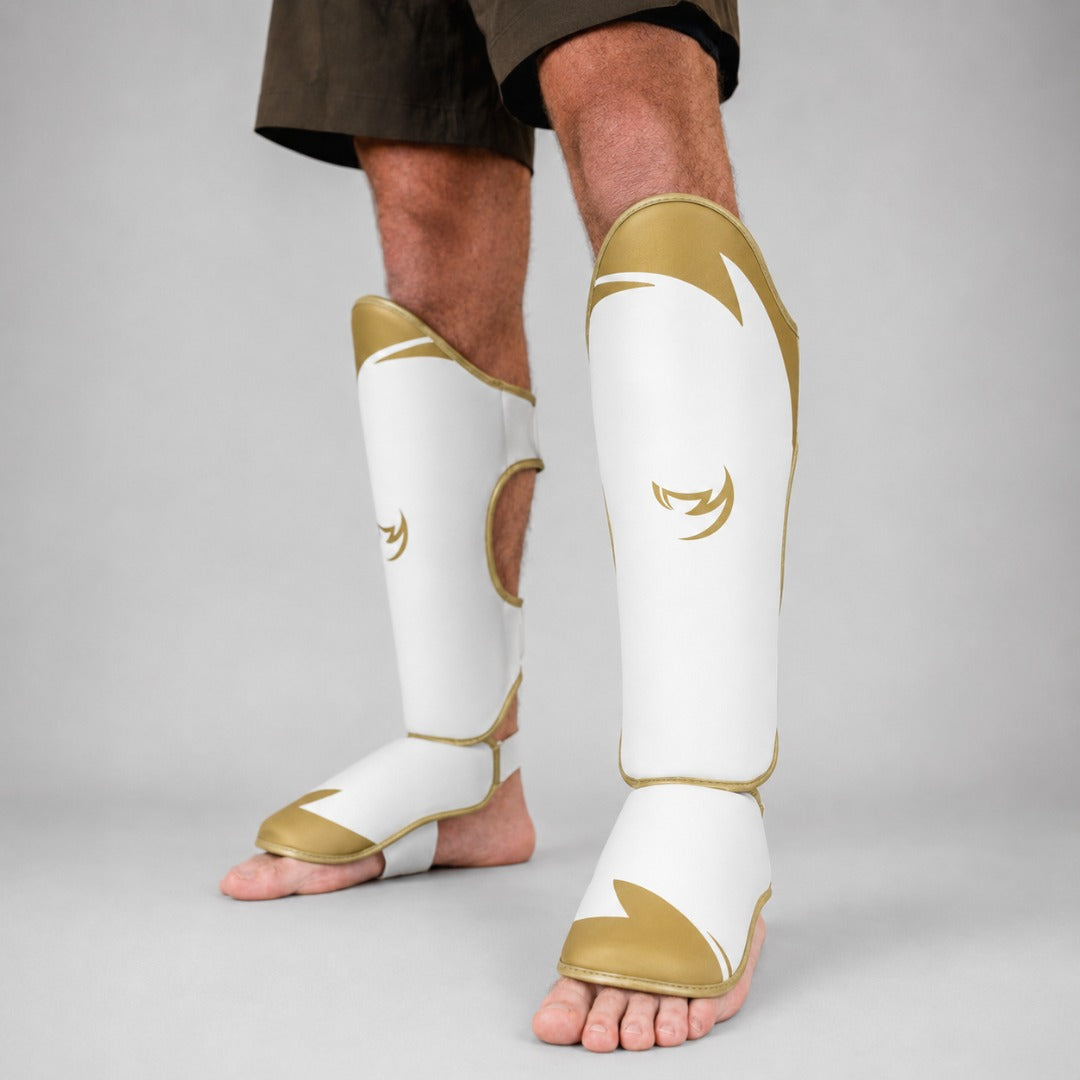 Fumetsu Ghost S3 Thai Shin Guards White/Gold Lifestyle 3