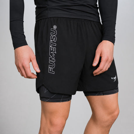Icon Dual Layer Fight Shorts Black Hero Image