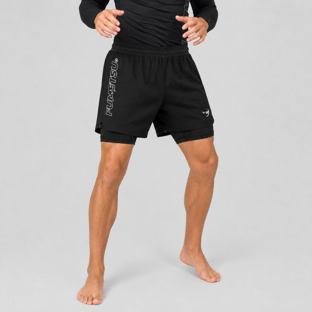 Icon Dual Layer Fight Shorts Black Lifestyle 2