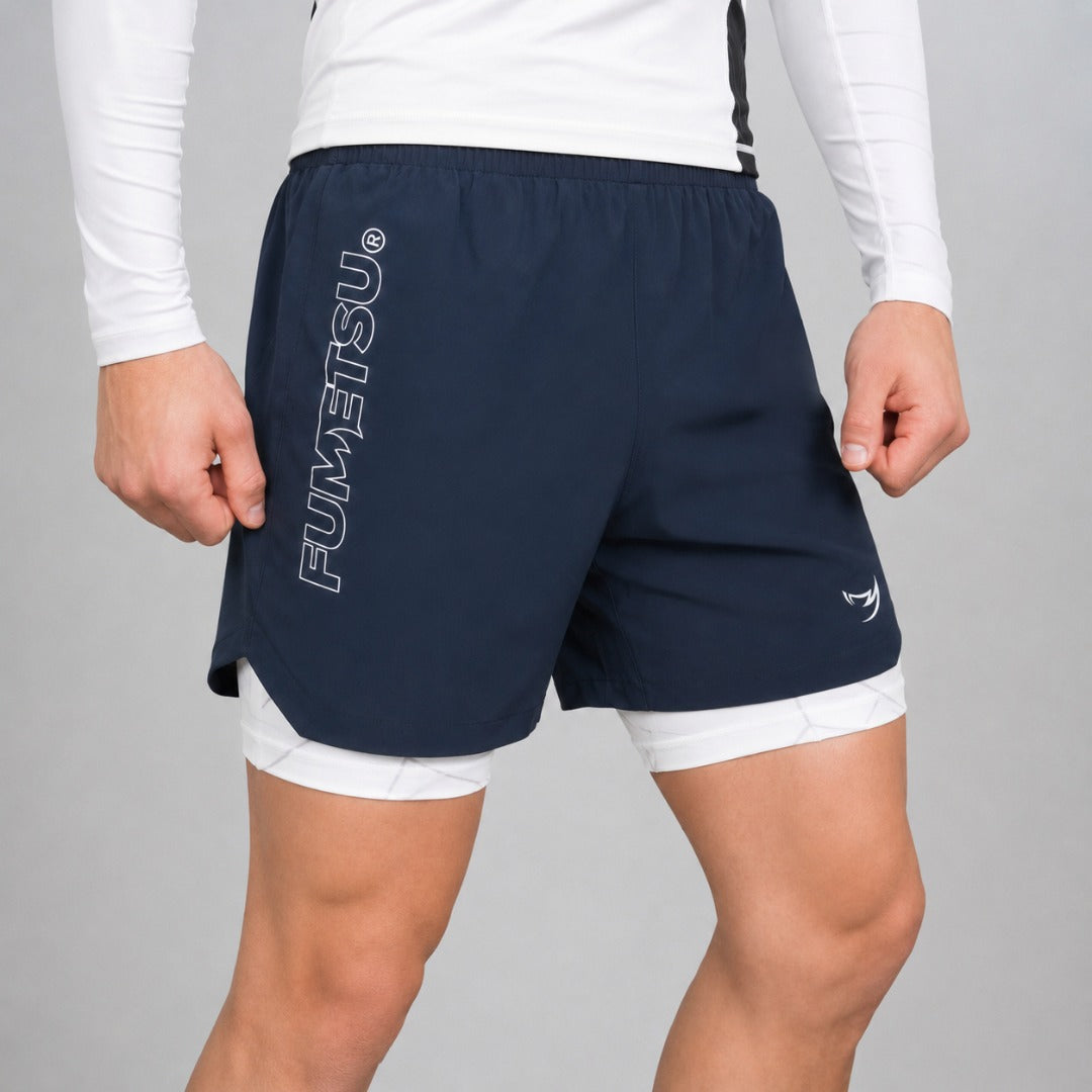 Icon Dual Layer Fight Shorts Navy/White Hero Lifestyle