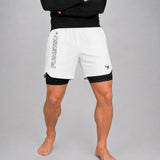 Icon Dual Layer Fight Shorts White/Black Close up Lifestyle