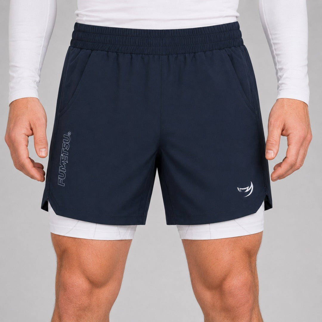 Icon Dual Layer Training Shorts Navy/White Lifestyle 4