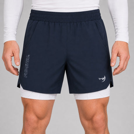 Icon Dual Layer Training Shorts Navy/White Lifestyle 4