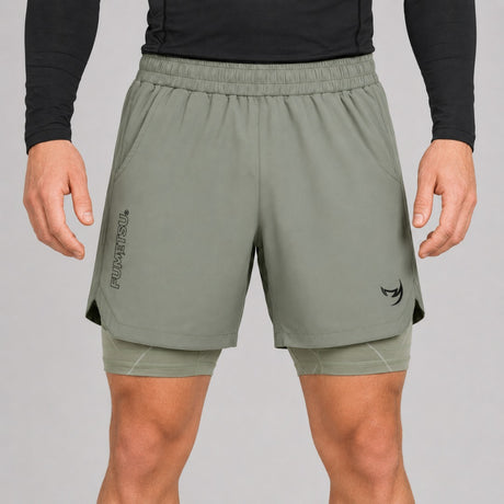 Icon Dual Layer Training Shorts Sand Lifestyle 1