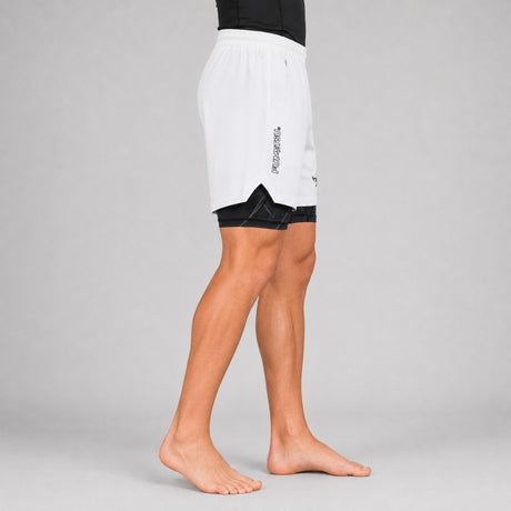 Icon Dual Layer Training Shorts White/Black Lifestyle 5