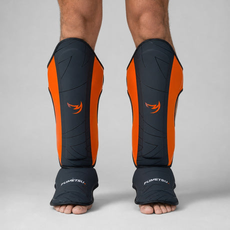 Fumetsu Icon Thai Shin Guards Black/Orange Lifestyle 1