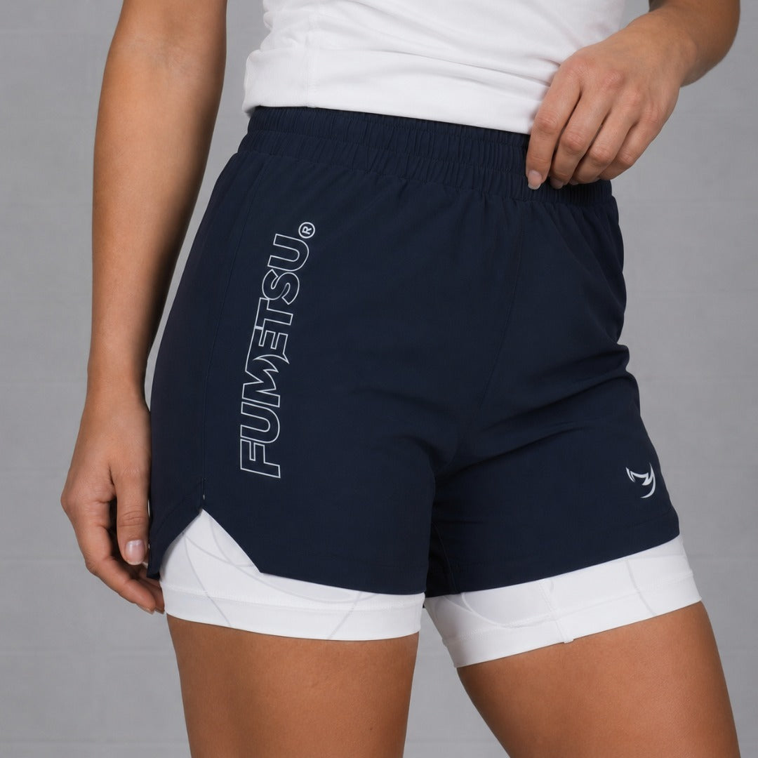 Navy/White Fumetsu Icon Womens Dual Layer Fight Shorts