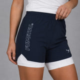 Navy/White Fumetsu Icon Womens Dual Layer Fight Shorts