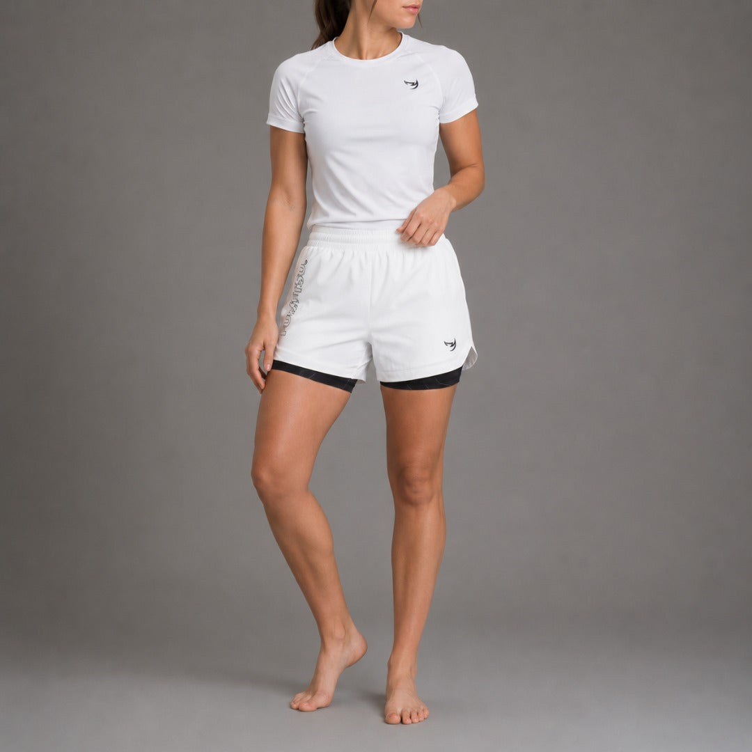 White/Black Fumetsu Icon Womens Dual Layer Fight Shorts