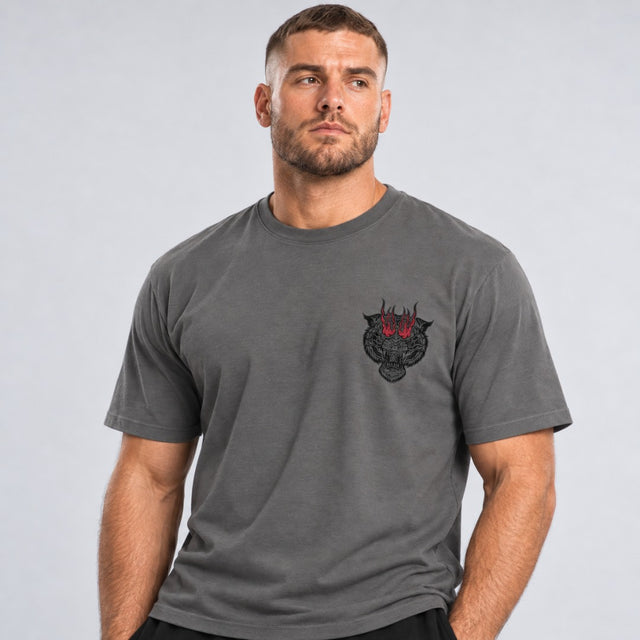 Fumetsu Fumetsu Inked Tiger T-Shirt Charcoal/Red at Bytomic