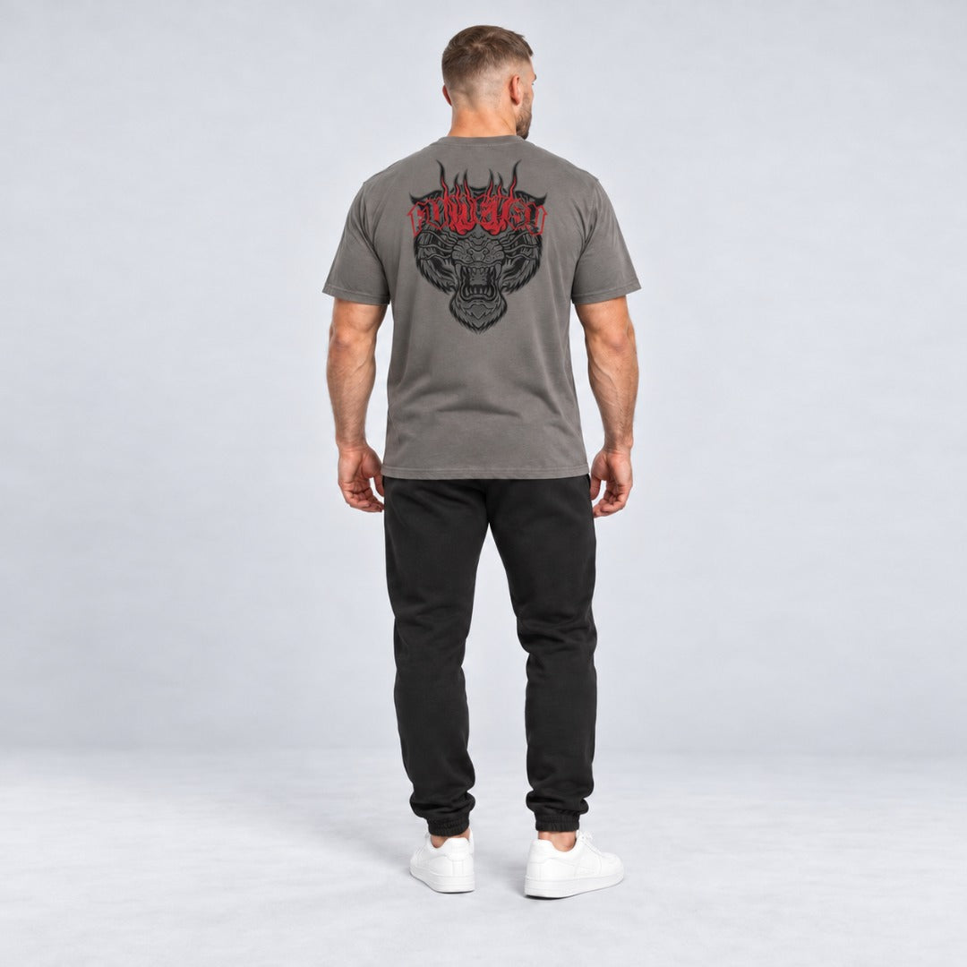 Fumetsu Fumetsu Inked Tiger T-Shirt Charcoal/Red at Bytomic 4