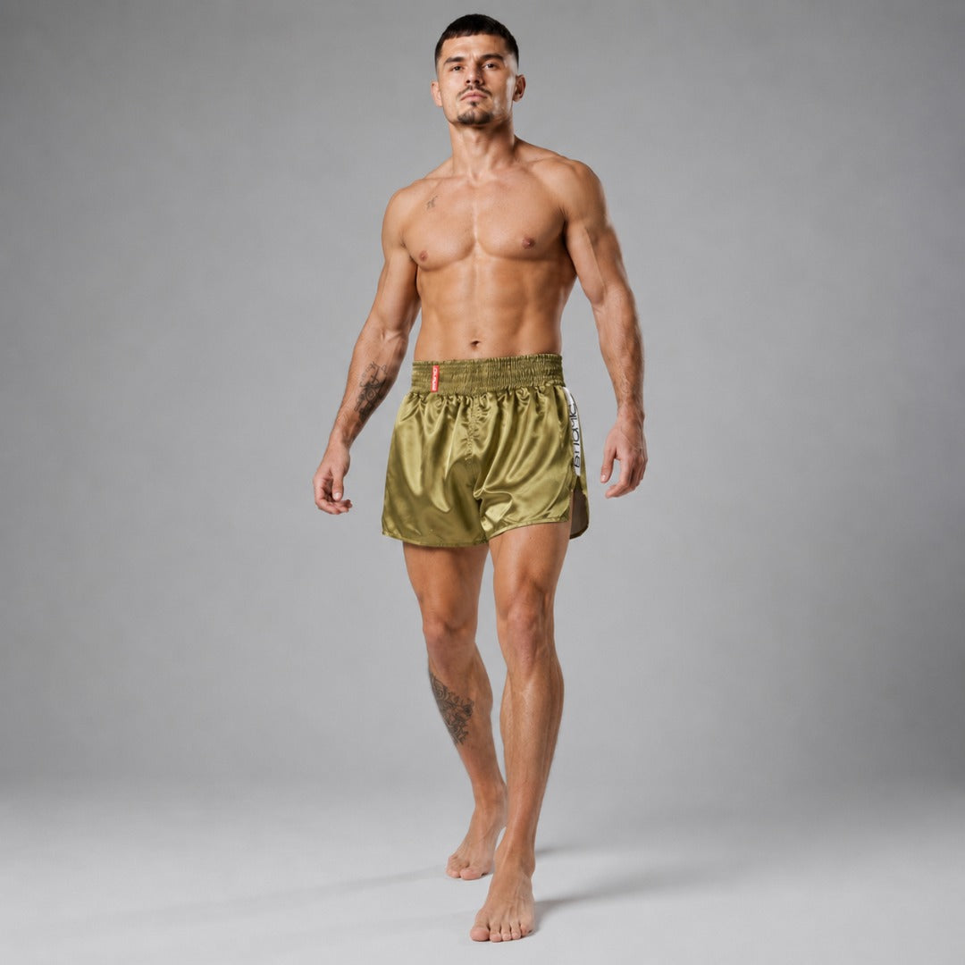 Khaki/Black Bytomic Red Label Muay Thai Shorts