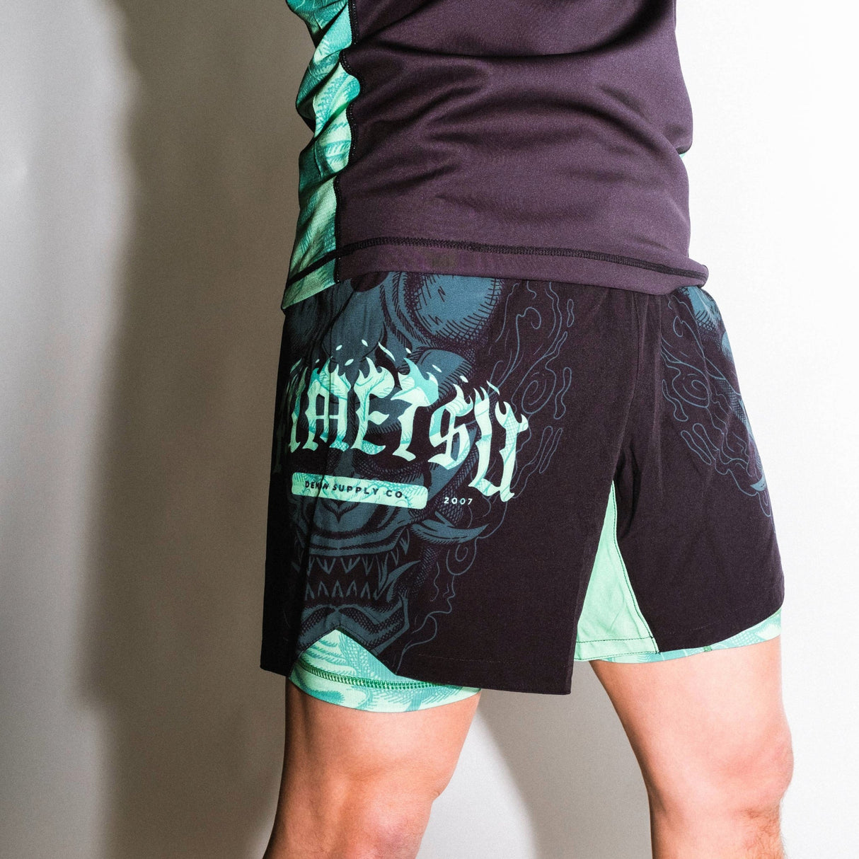 Fumetsu Oni Dual Layer Shorts Black/Blue/Mint