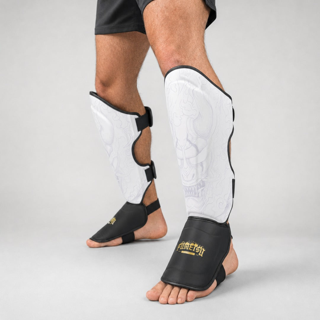 Fumetsu Oni Shin Guards White/Black/Gold Lifestyle 3