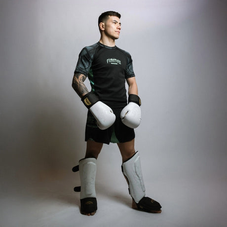 Fumetsu Oni Shin Guards White/Black/Gold Lifestyle 5