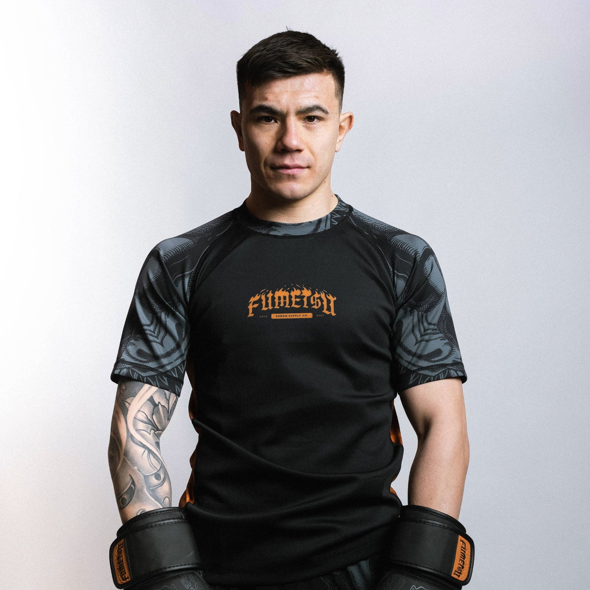Bronze Rash Fumetsu Oni Short Sleeve Rash Guard Black/Grey/Bronze from Bytomic ...