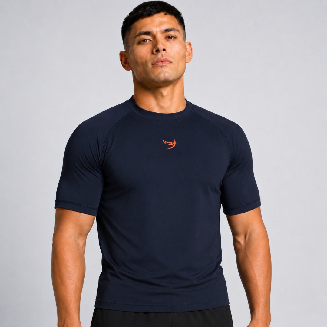 Navy Fumetsu Origins Short Sleeve Rash Guard