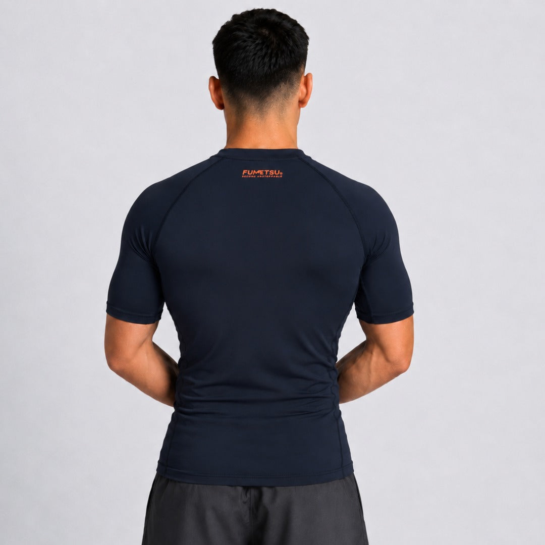 Navy Fumetsu Origins Short Sleeve Rash Guard