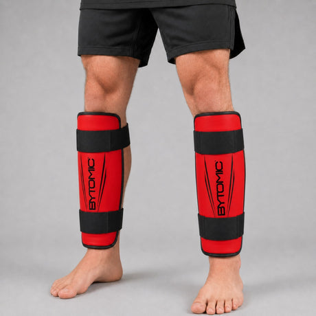 Red/Black Bytomic Axis V2 Shin Guards Lifestyle 1