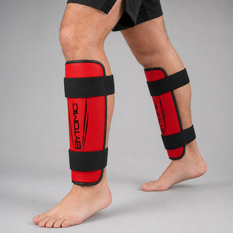 Red/Black Bytomic Axis V2 Shin Guards Lifestyle 2