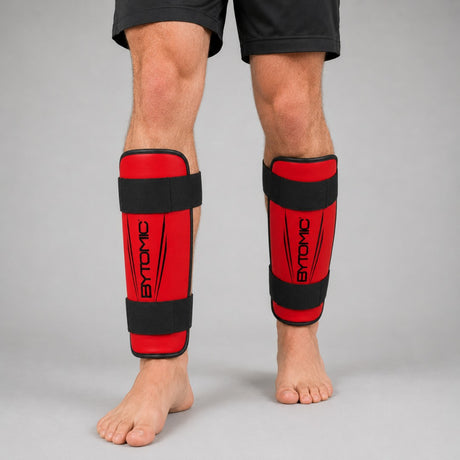 Red/Black Bytomic Axis V2 Shin Guards Lifestyle 3