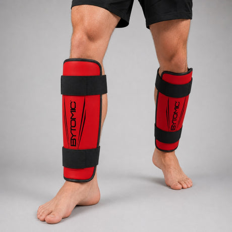 Red/Black Bytomic Axis V2 Shin Guards Lifestyle 4