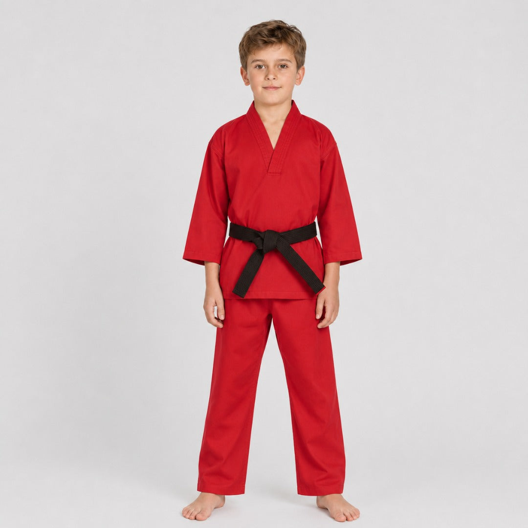 Red Bytomic Red Label V-Neck Kids Martial Arts Uniform