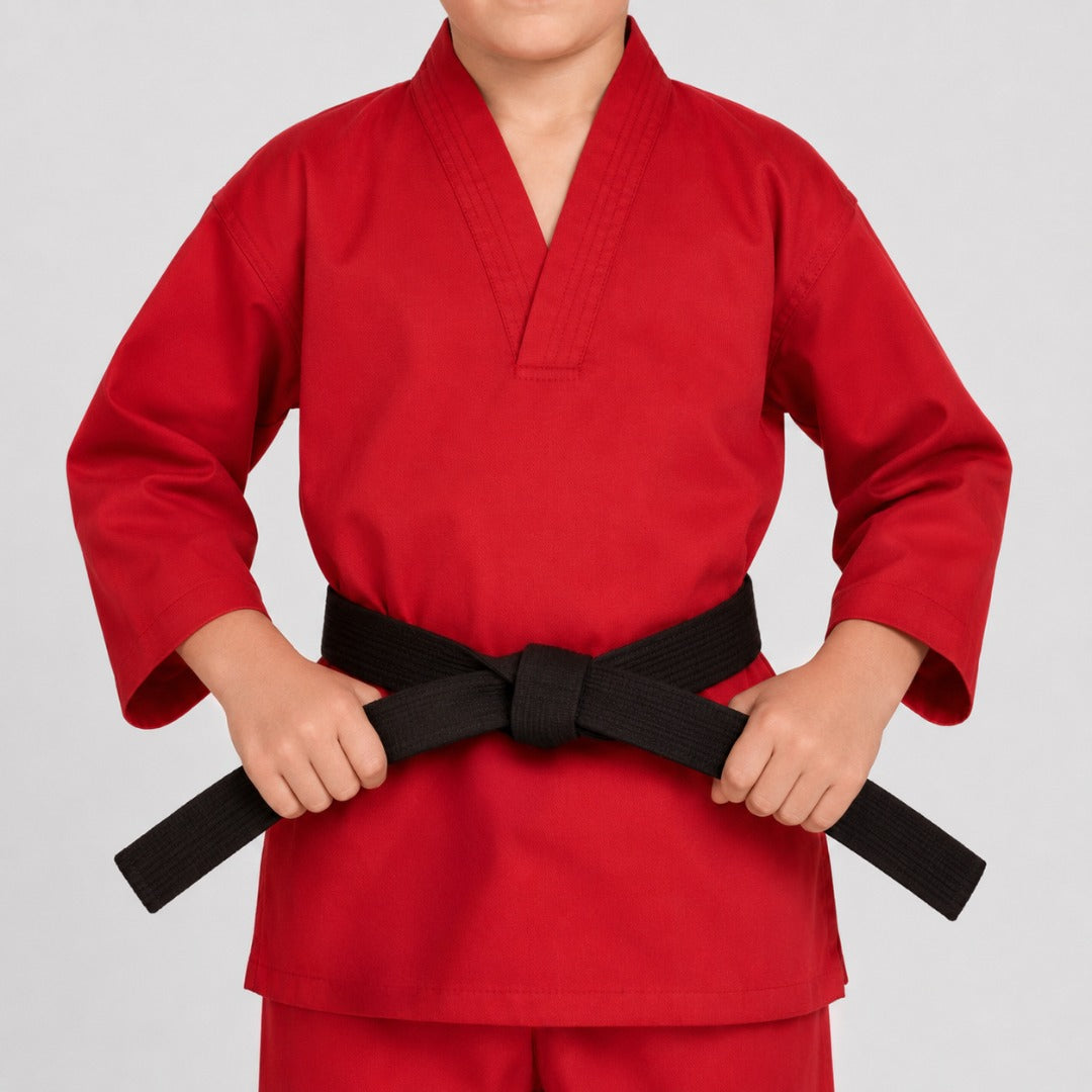 Red Bytomic Red Label V-Neck Kids Martial Arts Uniform