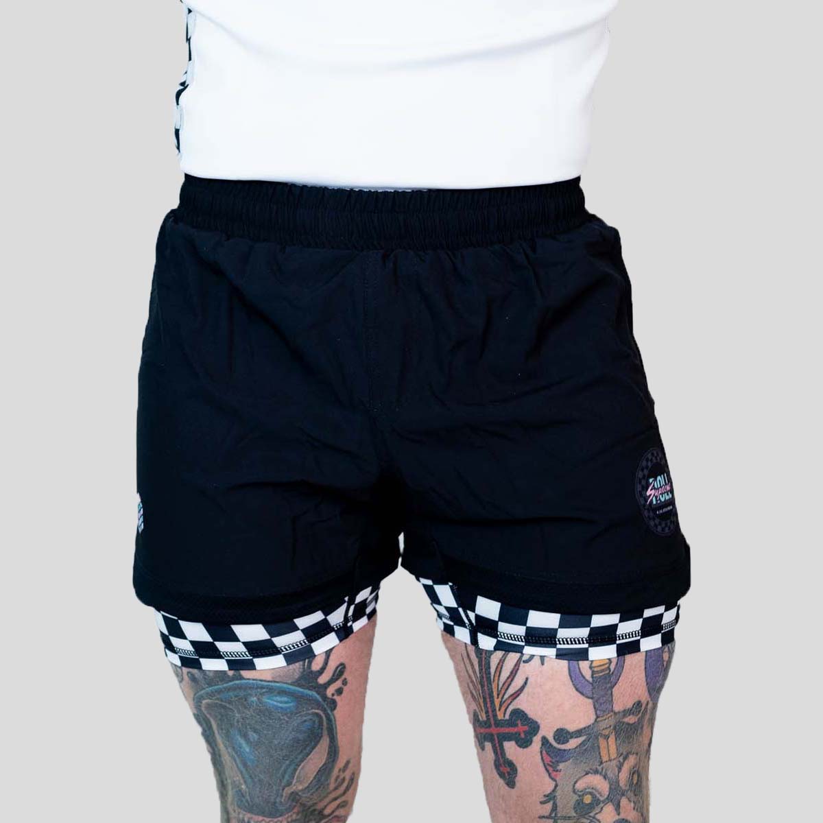 Roll Supreme The Finisher 2 in 1 Jiu Jitsu Shorts Black/White