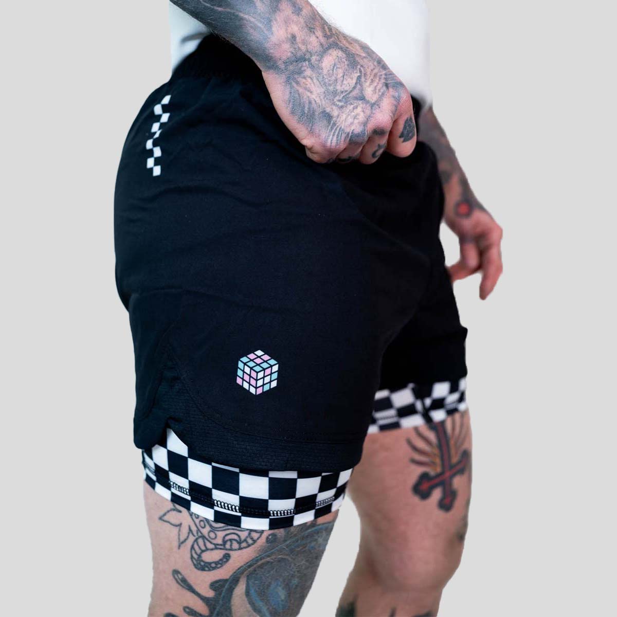 Roll Supreme The Finisher 2 in 1 Jiu Jitsu Shorts Black/White
