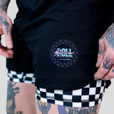 Roll Supreme The Finisher 2 in 1 Jiu Jitsu Shorts Black/White