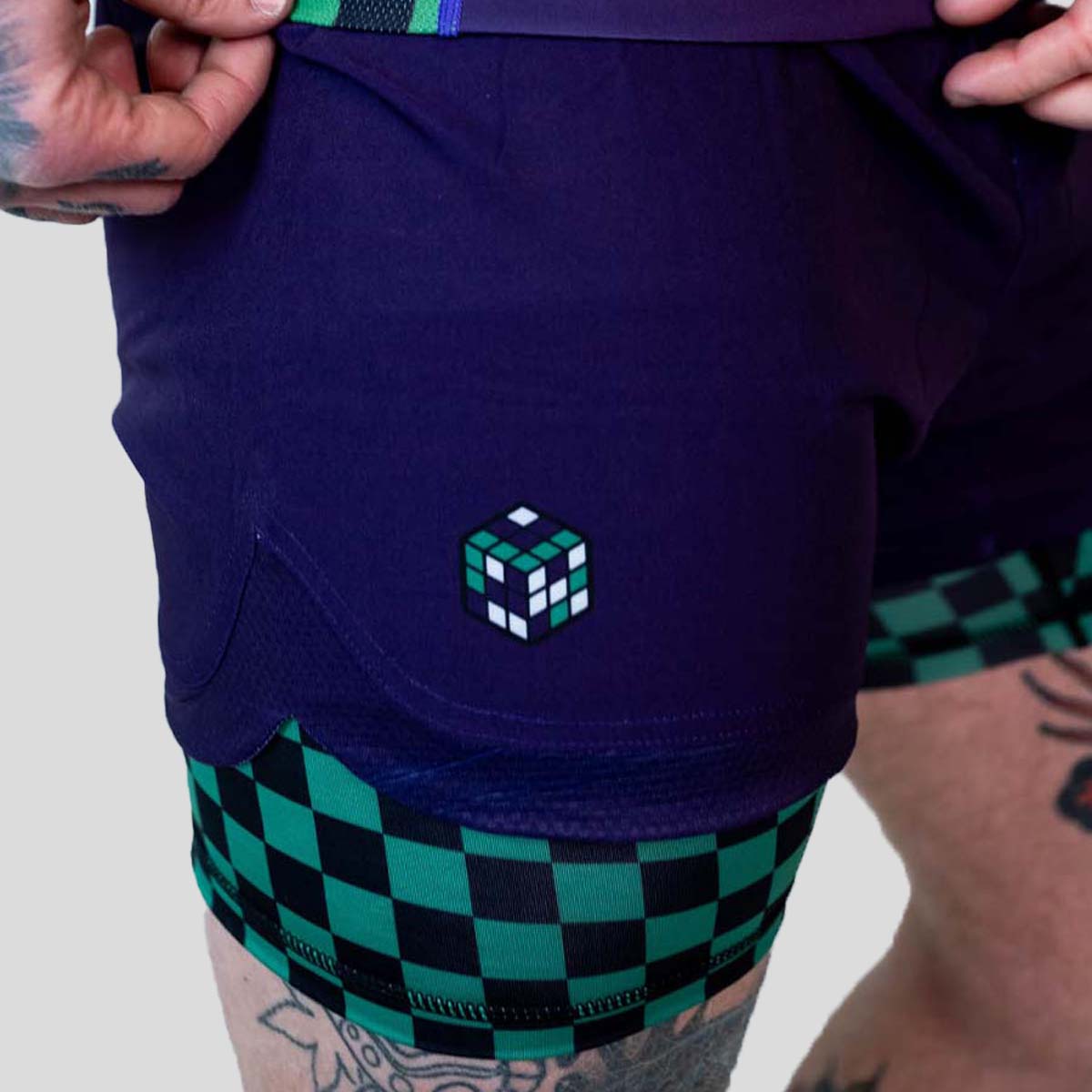 Roll Supreme The Finisher 2 in 1 Jiu Jitsu Shorts Purple/Green