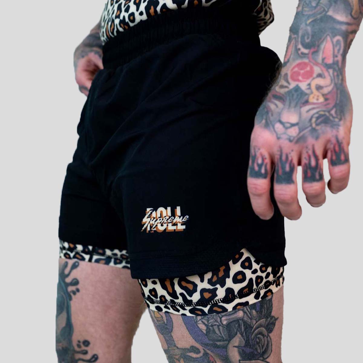 Roll Supreme The Butcher 2 in 1 Jiu Jitsu Shorts Yellow/Brown
