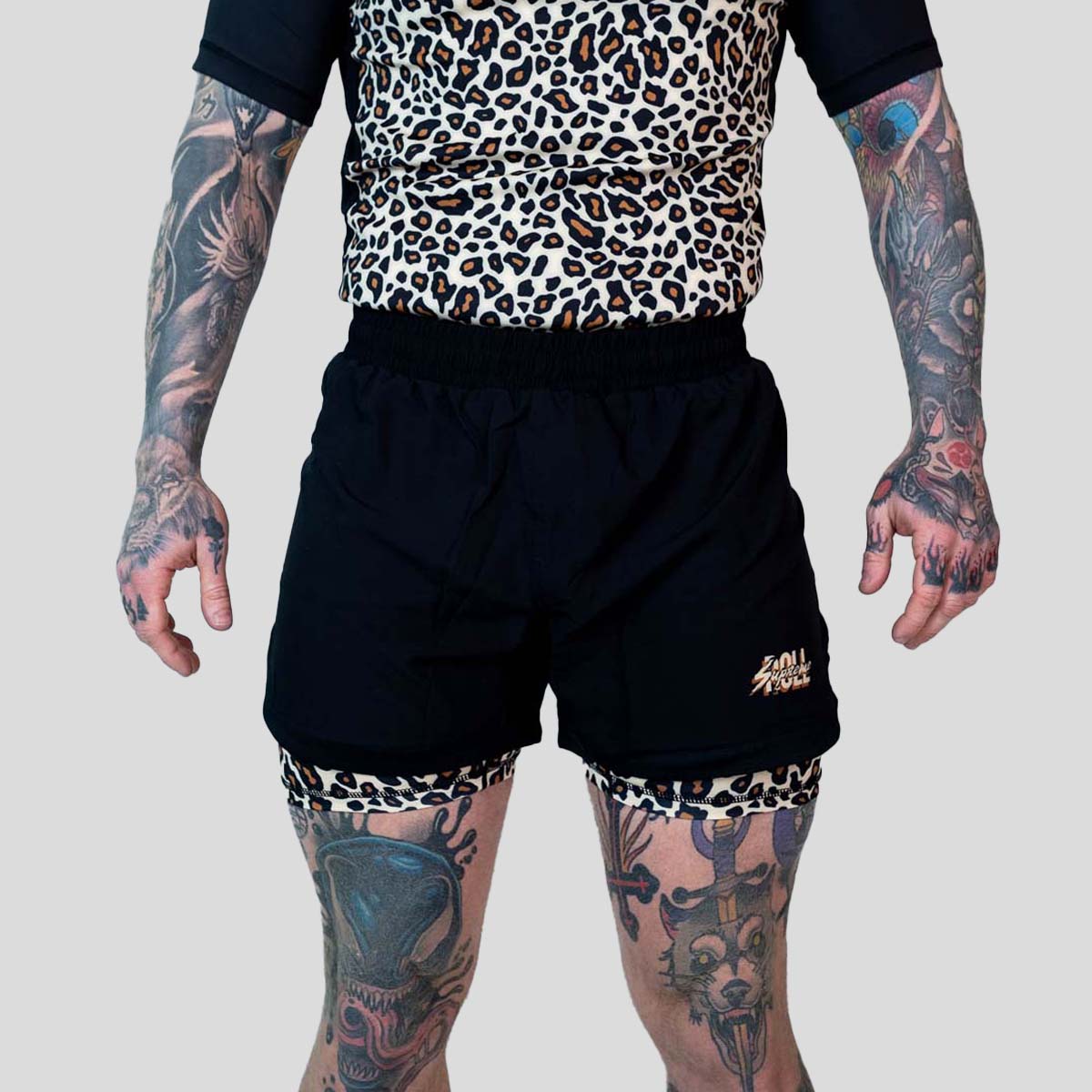 Roll Supreme The Butcher 2 in 1 Jiu Jitsu Shorts Yellow/Brown