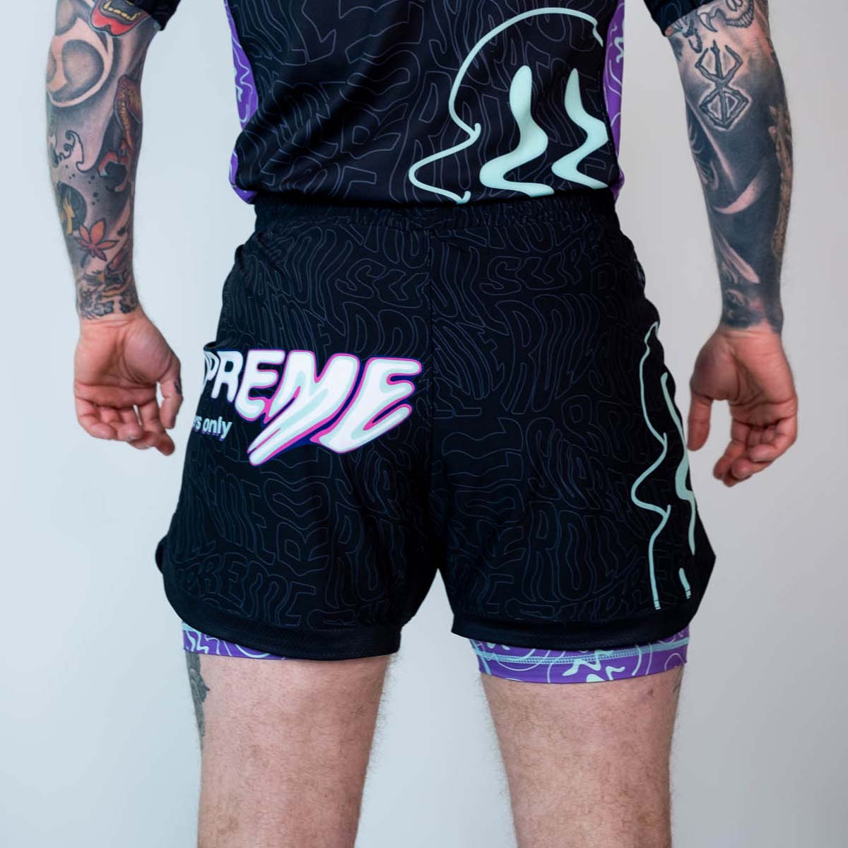 Roll Supreme The Rave Ultraviolet Brain Freeze 2 in 1 Jiu Jitsu Shorts