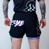 Roll Supreme The Rave Ultraviolet Brain Freeze 2 in 1 Jiu Jitsu Shorts