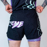 Roll Supreme The Rave Ultraviolet Brain Freeze 2 in 1 Jiu Jitsu Shorts