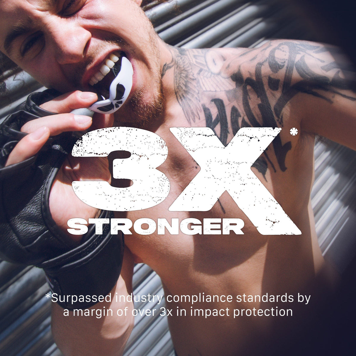 Black/White SAFEJAWZ Extro Series Skull Mouthguard - view 2