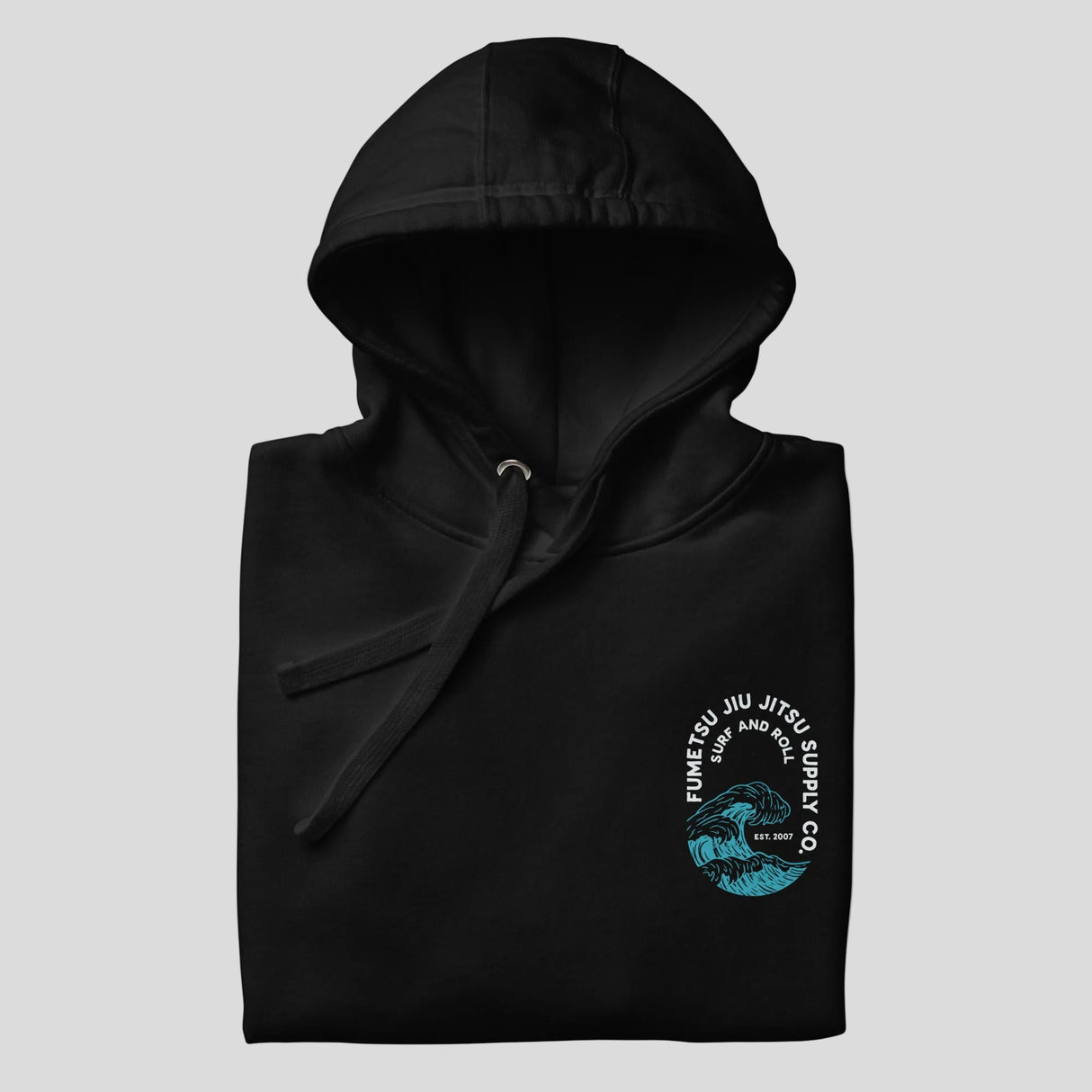 Fumetsu Surf and Roll Hoodie Black Lifestyle Folded
