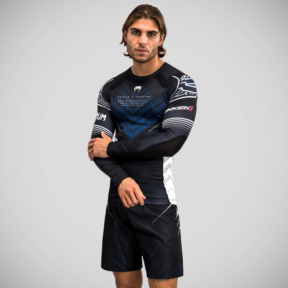 Venum x Tekken 8 Jin Kazama Rash Guard Black/White from Bytomic