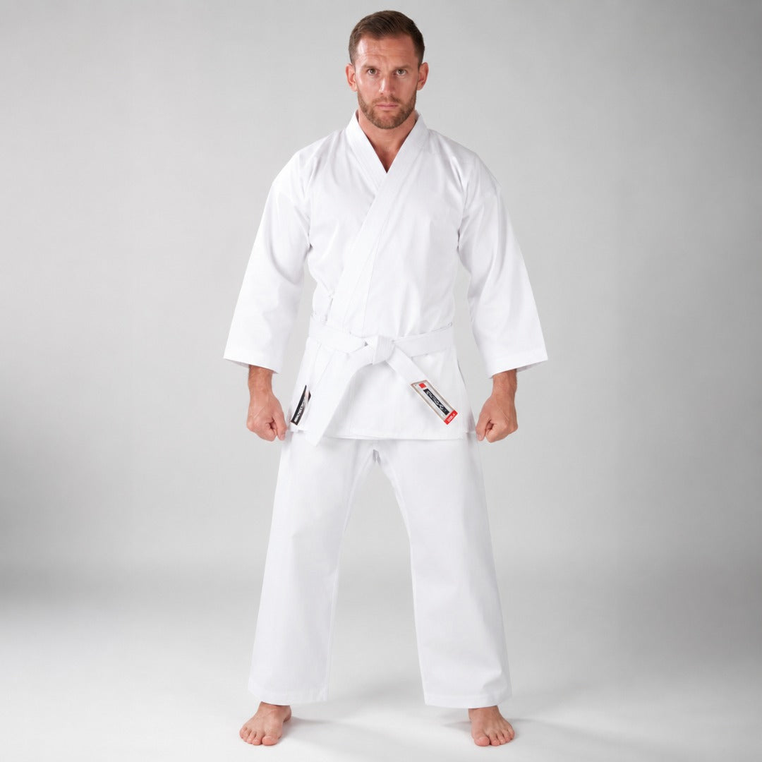 White Bytomic Red Label 7oz Cotton Adult Karate Uniform