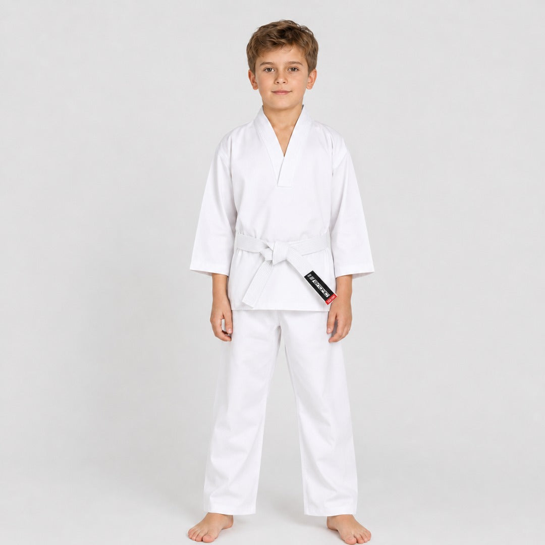White Bytomic Red Label V-Neck Kids Martial Arts Uniform