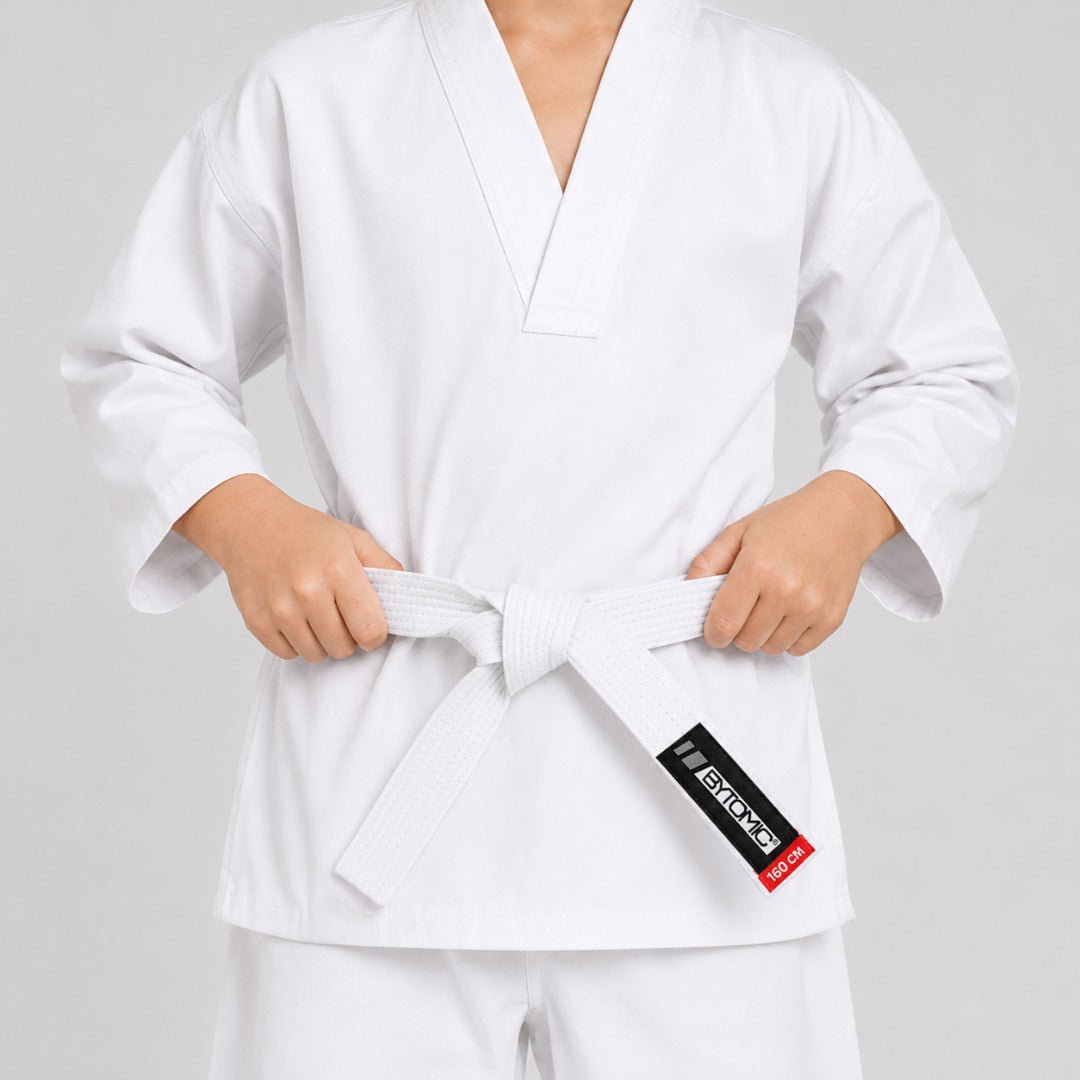 White Bytomic Red Label V-Neck Kids Martial Arts Uniform