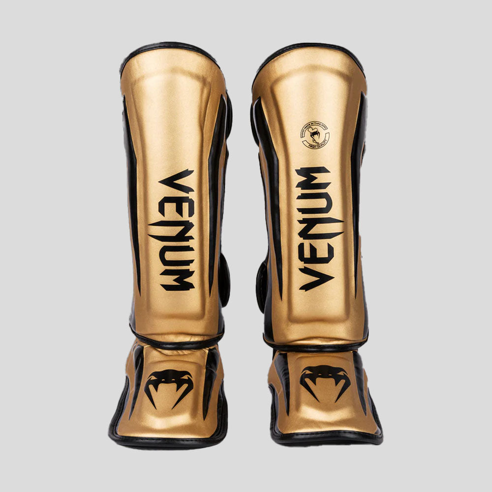 Venum Elite Stand Up Shin Guards Gold/Black