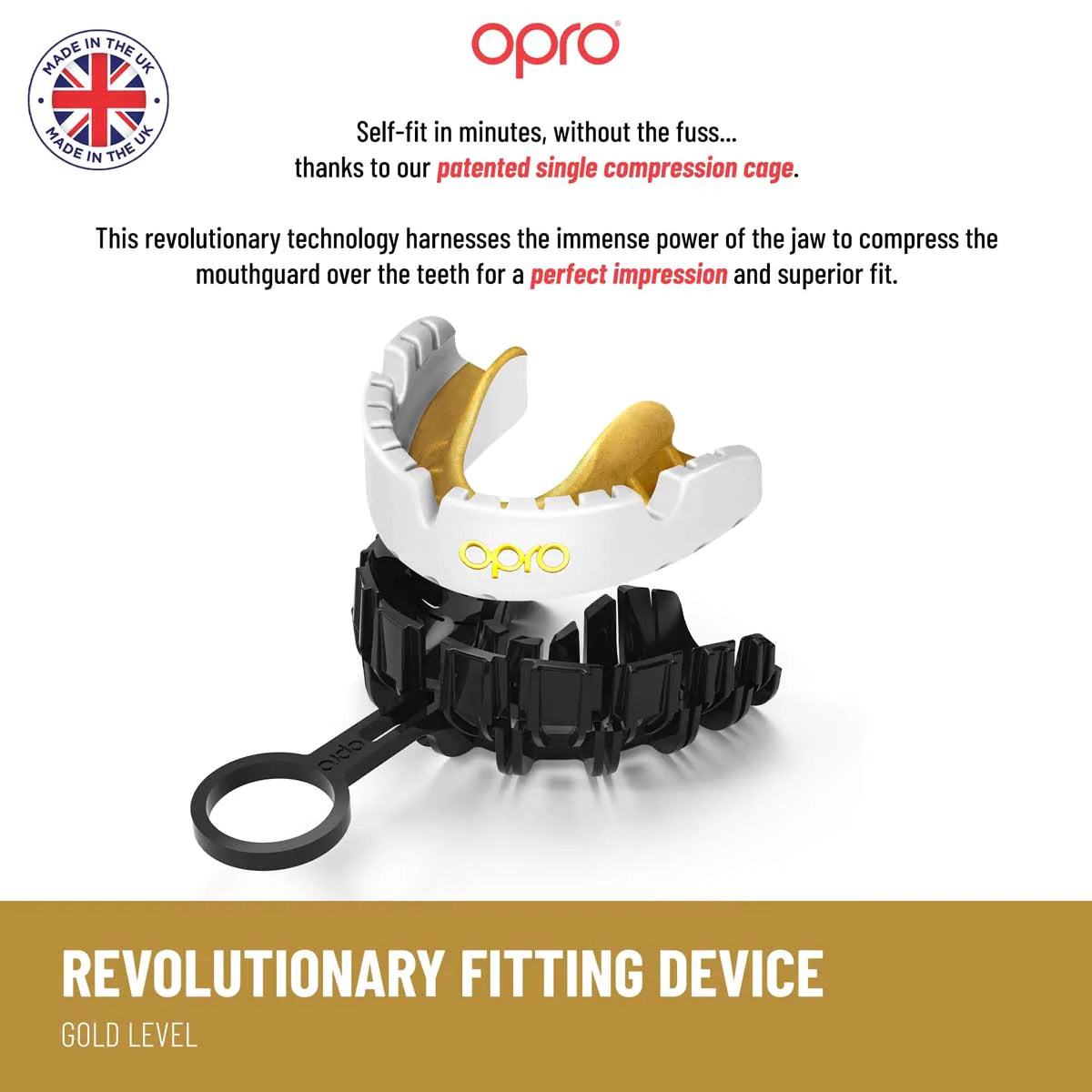 Opro Gold Braces Self-Fit Mouth Guard White/Gold