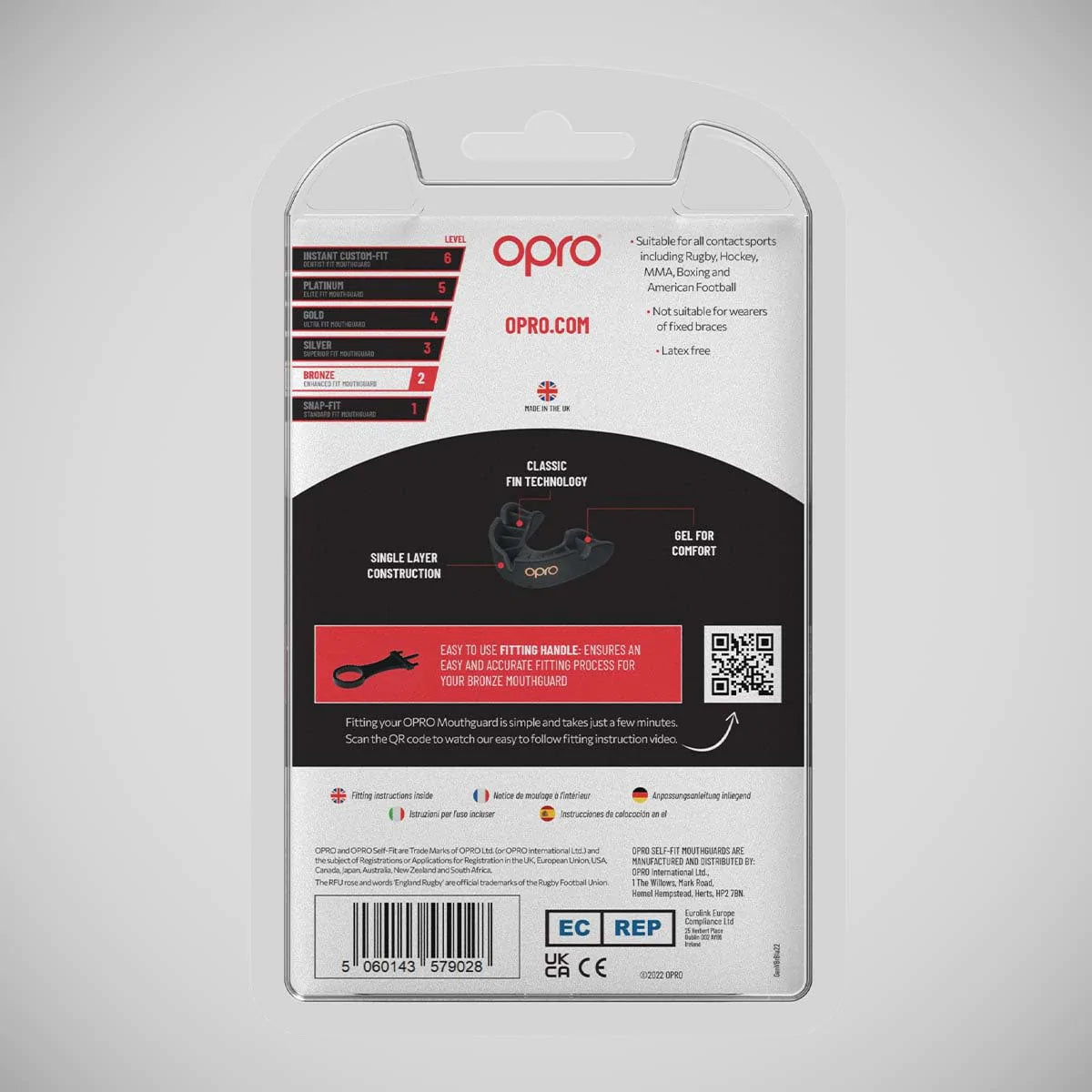 Opro Bronze Self-Fit Mouth Guard Black
